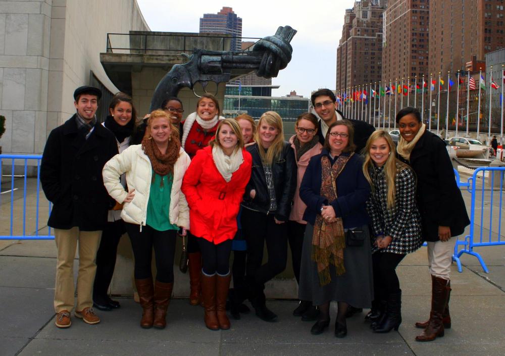 Student in front of UN