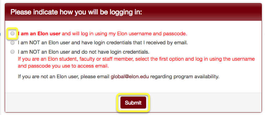 login button